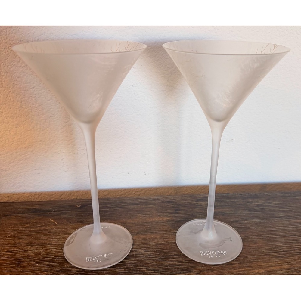 Belvedere Vodka 007 Spectre Set of 2 Frosted Martini Glasses 9"